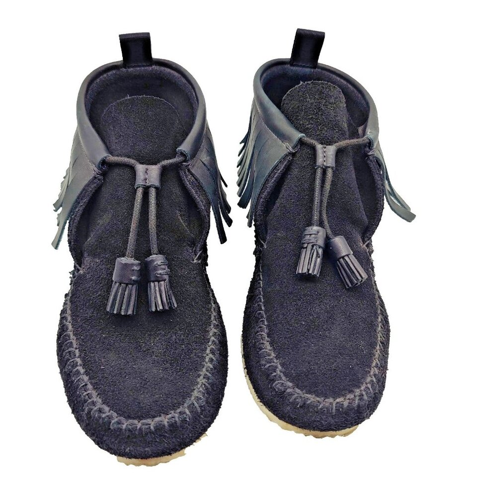 Rag & Bone Ghita Fringe Western Ankle Booties Black Suede Leather Boho Boots 10